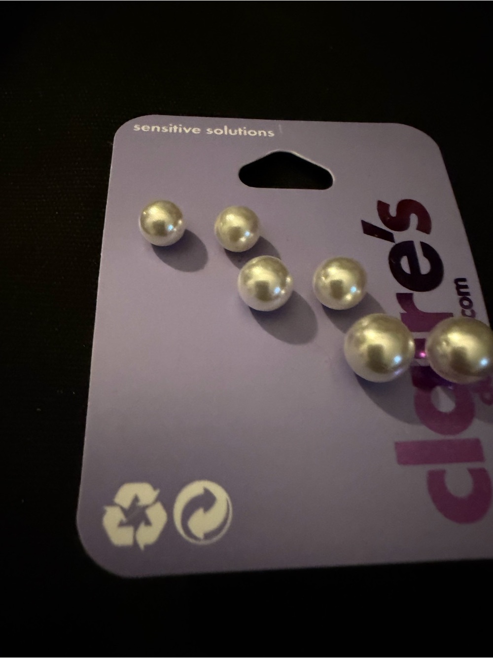 Claire’s Pearl-Look Stud Earring Set - White